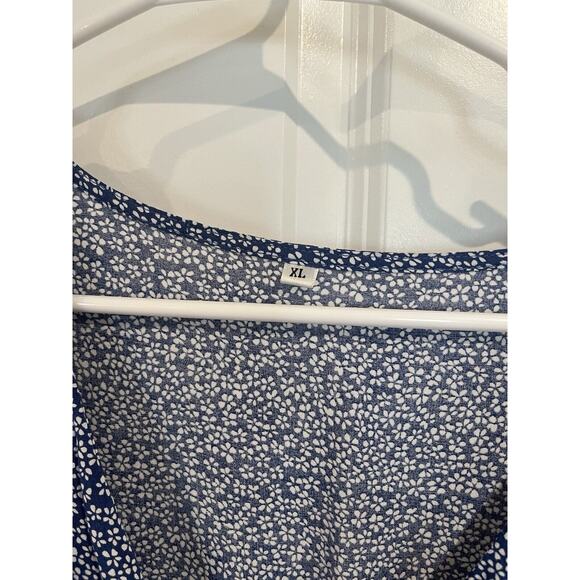 Chelsea28 Blue Floral Flutter Sleeve Dress Size Xl Flowy Summer V Neck - Picture 2 of 4